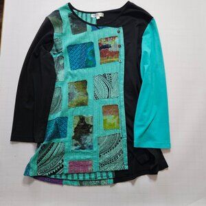 From Barcelona, Solid Black Soruka Bohemian Print Med Cotton/Spandex Blend